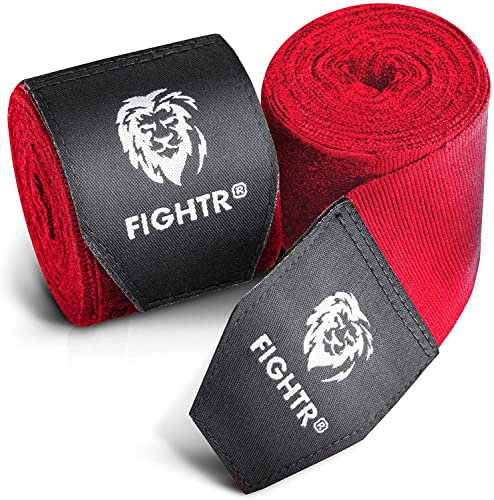 FIGHTR® Premium Boxbandagen für max. Stabilität und Sicherheit | 4m halb elastische Bandage mit Daumenschlaufe für Boxen, MMA, Muay Thai - Box Hand Bandage Sport | Set aus 2