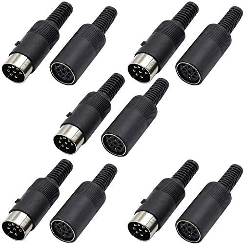 RUNCCI-YUN 10er Pack 8-poliger DIN Stecker, Buchse, Audio AV Kabelanschluss, Lautsprecher, Schwarz