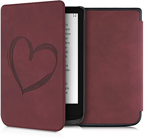 kwmobileÉtui Compatible avec Pocketbook Touch Lux 4/5/Touch HD 3/Color (2020)/ Vivlio Lux 5 Coque - Étui à Rabat magnétique tabletteeReader Similicuir - Rouge foncé