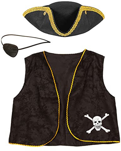 Tigerdoe Pirate Costume for Adults - Pirate Toys - Pirate Accessories - Dress Up Clothes - 3 Piece Set (Hat, Eye Patch and Vest)