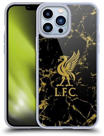 Head Case Designs Officially Licensed Liverpool Football Club Black & Gold Marble Crest & Liverbird Patterns 1 Soft Gel Case Compatible With Apple iPhone 13 Pro Max