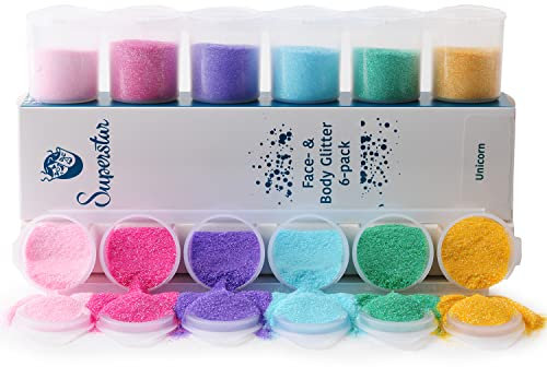 Unicorn Glitzer Schmink-Set für Haut & Haare bunt 90 ml 6 Farben Kostüm-Zubehör Make-Up