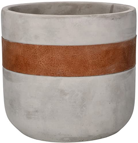KOTARBAU® - Vaso da fiori da 13 x 12 cm, per fiori e piante, in calcestruzzo decorativo, modello: marrone a strisce decorative