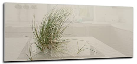 Canvasfly 100x40 Wandpaneele für Küche, Deko-Spritzschutz für Küchenrückwand, Bilder aus Gehärtetem Glas, Küchen-Deko Glasplatte, Küchenrückwandplatte | Gras