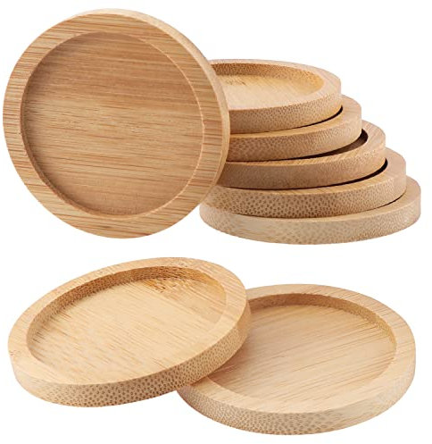 Soucoupe Plateau Plantes Rond Bambou Verre sous Bock Bois Panneau Plateaux d'Egouttement pour Les Plantes Plateaux de Planteur