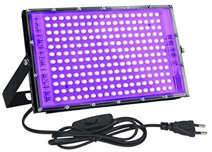 CREATESTAR LED Schwarzlicht Strahler 150W, UV Schwarzlichtlampe 395-400nm, UV Strahler Flutlicht IP65 Wasserdicht Partylicht für Bar Halloween Aquarium Neon Glühparty Fluoreszierende Effekte