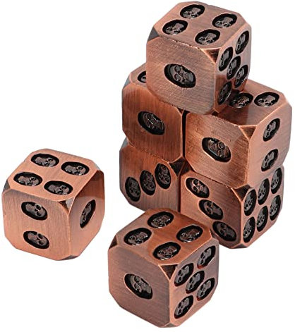 Sorandy 7Teilig Metall Würfel Set, Kreative Schädel-Knochen-Würfel für Rollenspiele, Antike Rotbronze