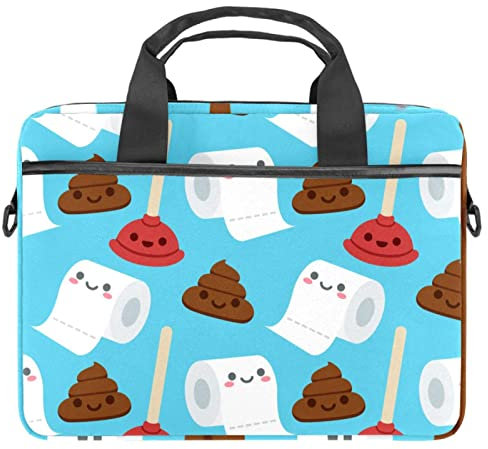 Toilet Paper Plunger Poop Blue Laptop Shoulder Messenger Bag Crossbody Briefcase Messenger Sleeve for 13 13.3 14.5 Inch Laptop Tablet Protect Tote Bag Case