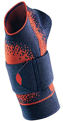 SPORLASTIC – MANUDYN SUPREME Handgelenkbandage links 3D-Gestrick– Orthopädische Handgelenkstütze mit anatomischer AIR-MATRIX Silikonpelotte zur Unterstützung des Ulnarköpfchens – Orangeblue Größe XS