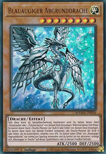 TCG MAMA-DE056 - Blauäugiger Abgrunddrache - Ultra Rare - Deutsch - 1. Auflage - im Set mit Ultrapro Toploader - Yugioh