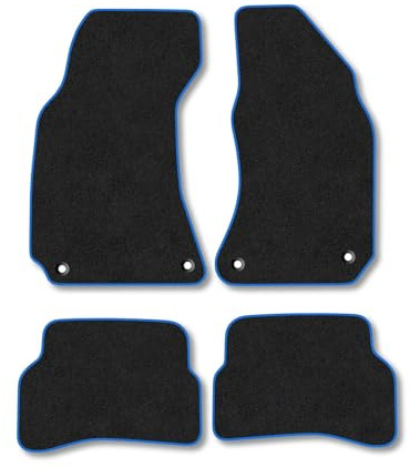 VW Passat (1996-2005) Car Mats Accessories Tailored Fit Carpet Floor Mats Non Slip Blue Trim Full Coverage Compatible Accessory Granulated Backing Front Rear Set Anti Slip Hand-Finished Clips
