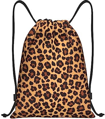 JAYWIS Leopardenmuster Druck Kordelzug Taschen, Schwimmen Pe Tasche Wasserdichte Kordelzug Sport Tasche, Turnbeutel Für Sport Schule Strand Urlaub Schwimmen Trave, Leopardenmuster, M