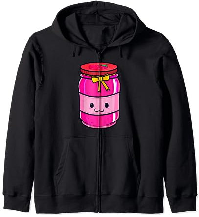 Kawaii Peanut Butter & Jelly Jar Matching Strawberry Jam Kid Zip Hoodie