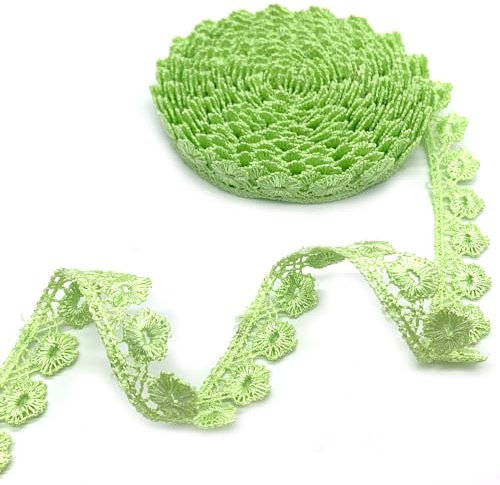 DHER Dekostoff Spitzenstoff Spitze Blumen Spitzenband Borten Bänder Blumenband 5 Yards 15mm Spitze Band Spitze Stickerei dekorative Band Kleidungsstück Zubehör dekorative Spitze Dekoration (Grün)