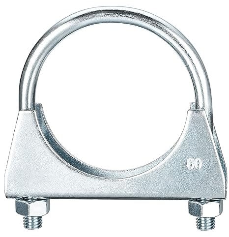 sourcing map Muffler U-Bolt Clamps for 60mm(2-3/8) Diameter Exhaust Tail Pipe, 1pcs Exhaust U Clamp Saddle Type U-Bolt Clamps