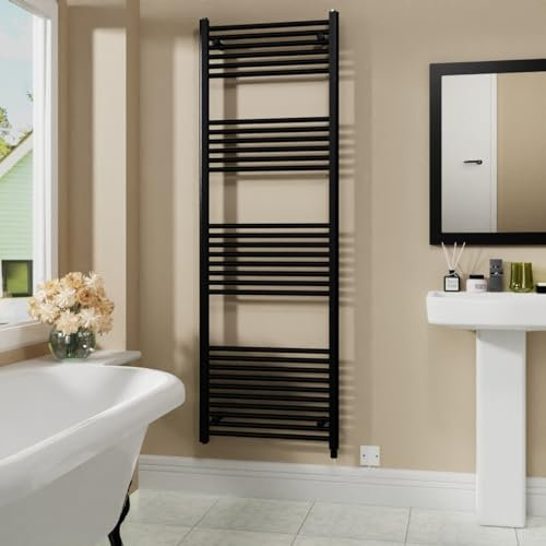 Warmehaus 800W Electric Heated Warming Towel Rail Bathroom Radiator Black - 1800x600mm