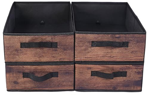 JAKAGO Wardrobe Storage Boxes 4 Pack,Foldable Superior Clothes Drawer Organisers 39 x 29 x 14 cm, Storage Boxes for Clothes Shirts Pants Towels Toys（Wood Grain）