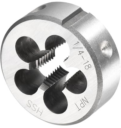 CoCud Terraja de Reparación de Rosca Redonda 1/4-18 Npt de 38mm OD Roscado de Tubería Cilíndrica de Acero de Alta Velocidad para Mano Derecha con 5 Orificios para Virutas