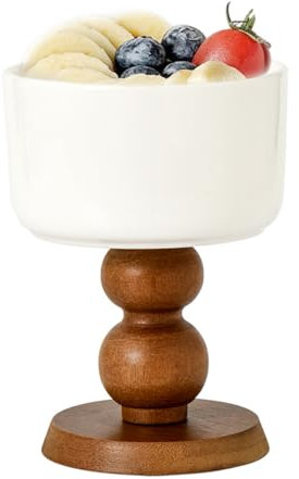 WDOPEN Bols à crème glacée en céramique, verres à dessert, céréales, soupe, riz, bonbons, bol en bois (marron)