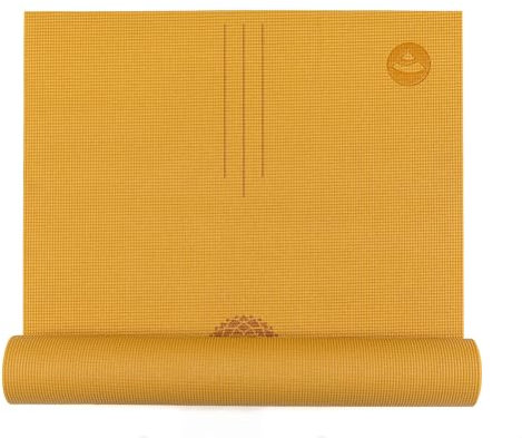 Bodhi Yogamatte Leela Collection | Rutschfeste Sportmatte | Schadstofffreie & Waschbare Antirutschmatte | Matte aus PVC | Fitnessmatte für Yoga, Pilates & Gymnastik | Chakralign, mango