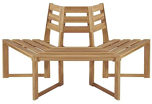 AIJUUKJP Furniture Home Tools Baumbank halbsechseckig 160 cm Akazienholz massiv