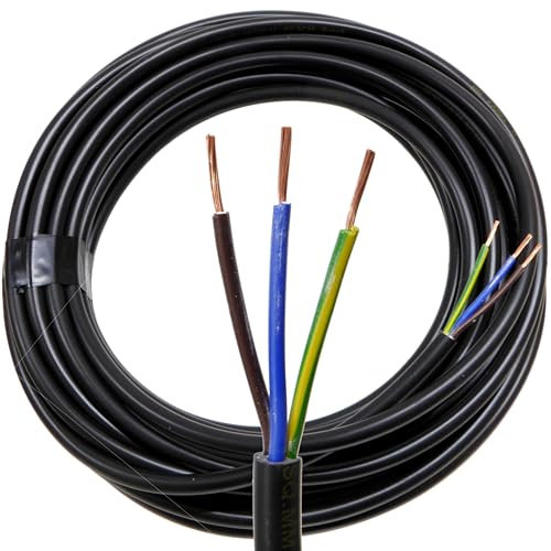3 Core 2.5mm Black Cable Round 3183Y H05VV-F, for lighting and electrical, flexible, BASEC - 7 Metre Length