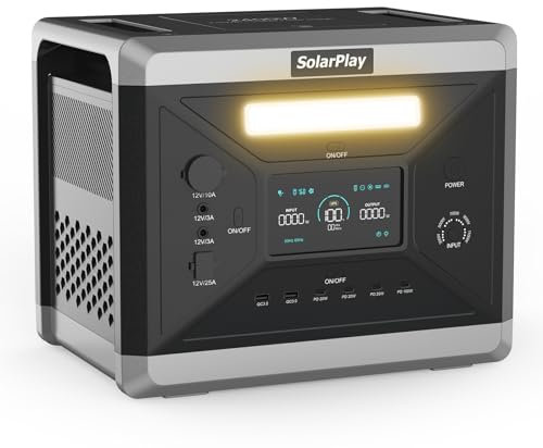 SOLARPLAY Centrale Elettrica Portatile 2400W, 2160wh Generatore Solare, Batteria LiFePO4, 12 Porte, Portable Power Station per Campeggio, Camper, Emergenza, Viaggi All'aperto(Q2501)