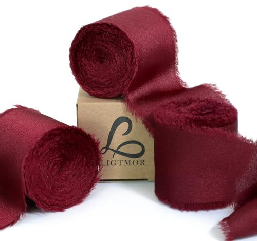 Ligtmor Geschenkband Satinband 3,8cm x 13,5m chiffonband Schleifenband Stoffband Hochzeit Seidenband - Dunkelrot