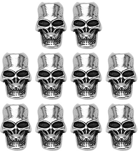 Leapiture Regenschirm Seil Totenkopf Anhänger Paracord Totenkopf Perle Überlebensarmband Perlen EDC Paracord für Anti-Verlust Anti-Rutsch-Schlüsselanhänger Perlenanhänger