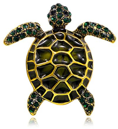 Wendalern Bohême Strass Tortue Broche Broche Cristal Tortue Tortue Émail Broche CZ Tortue Animal Safty Pin Mignon Tortue De Mer Corsage Broche Vêtements Décor Badges Bijoux pour Femmes Filles