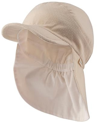Sterntaler Schirmmütze Nacken Pünktchen - Mädchen Sommer Mütze aus Baumwoll Mischgewebe - UV-Schutz 30 Sonnenhut - Baby- und Kinder Kopfbedeckung mit Futter aus Batist (Bio) - beige, Größe 53