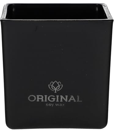 ORIGINALWAX Tonka Duft Kerze aus Soja Wachs Schwarz Matt Handgemacht Duftkerzen im Glas 100% Natürliche Vegan Holzdocht Candle 240 ml Geschenkidee 50 Stunden Quadratisch PREMIUM