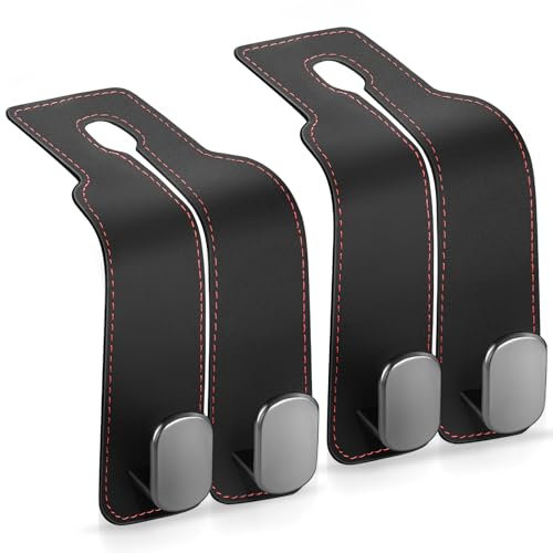 Accevo Car Seat Hooks for Headrest, Headrest Hook for Purses and Bags, 2 in 1 Car Seat Back Storage Hooks for Headrest, 2 Pack