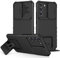 PANXIYUE Coque pour Samsung Galaxy S22 PLUS, Protection de la Caméra Étui avec Lentille Coulissante Couverture, 360 Degres Full Body Armor et Antichoc Protecteur bumper Support stéréo Housse Étui-Noir