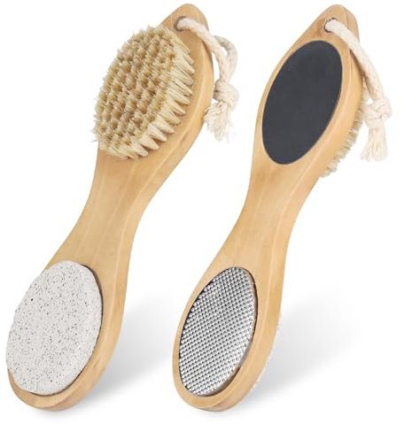 Pulidora de pies 4 en 1 Raspador de pies Piedra para callos Raspador para callos Lima de madera para pies Piedra para frotar los pies Lima para pies de piel dura para pies húmedos secos y agrietados