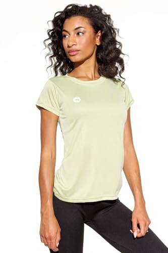 Leichtes Damen Sport T-Shirt – Atmungsaktiv, Schnelltrocknend & Elastisch – Ideal für Fitness, Laufen, Yoga – Funktionsshirt in vielen Farben & Größen - Light Khaki, Gr. S