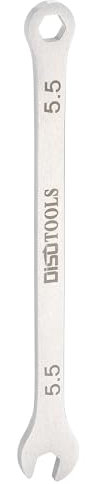 sourcing map Thin Combination Wrench Metric 5.5mm 6-Point Ended Box 15 Degree Offset Open End Stainless Steel, Silver Tone