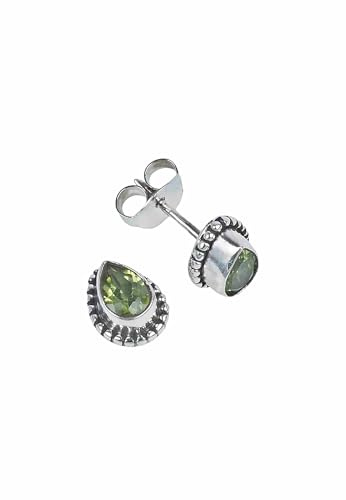 Ohrstecker 925 Silber Peridot leuchtend grüner Stein Edelstein Ohrringe echt Silber Damen Sterling Silber Stecker Geschenk (MOS-102-59)