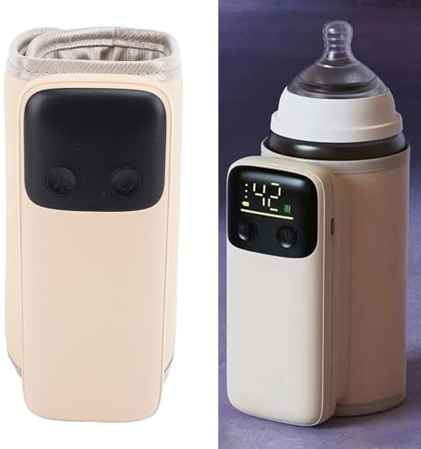 Tragbarer Flaschenwärmer für Unterwegs, Verstellbarer Reisewärmer mit Temperaturanzeige, 2–5 Minuten Schnelles Aufheizen, Wiederaufladbarer 8000 mAh