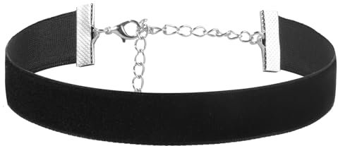 JJUNW Schwarze Choker, Samt Halskette für Damen, Klassisch Einfarbig Gothic Choker Damen Verstellbare Gothic Halskette für Damen Geburtstag Party Cosplay(1cm)