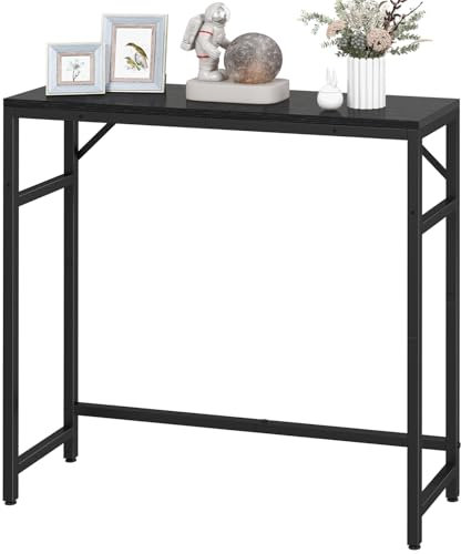 Livofloral schmaler Konsolentisch, 75 x 24 x 75 cm Eingangstisch mit 2 Stützen, schmaler Sofatisch, Kleiner Beistelltisch, Ausstellungstisch, Beistelltisch für Wohnzimmer, Diele, Schwarz