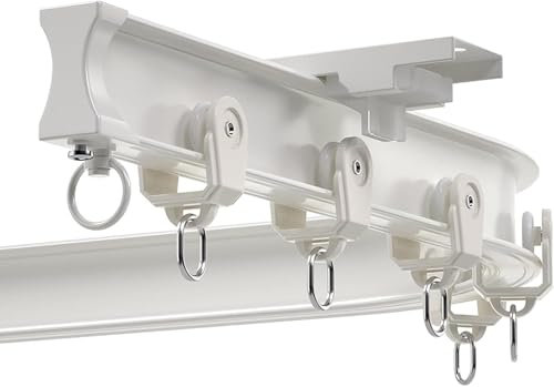 MaiBuL LNNW Vorhangschiene Deckenmontierte Vorhangschiene, Flexibles, biegbares Schiebevorhangschienensystem, for Badezimmer/Wohnzimmer/Wohnmobil/Camping Raumteilerschiene(Bianco,550cm/18ft)
