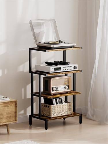 Audio Rack HiFi Regal 4-stufiger AV-Medienständer, Eckregalständer/Audio-Rack-Turm Für DVD-Plattenspieler-Verstärker, Spielekonsolen-Regal
