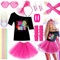 10Pcs 80s Accessories Set for Women, Retro Fancy Dress with Tutu Skirt Leg Warmers Fishnet Gloves Earrings Lace Headband Glasses Bracelet for Girls 1980s Costume Outfit Hen Do Party