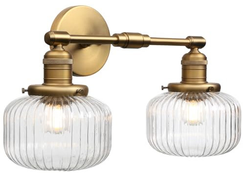 Phansthy Wandleuchte wandlampe 2 Flaming gestreiftem Klarglas Wandbeleuchtung Vintage Industrie Loft-Wandlampen Antik Deko Design Wandbeleuchtung Küchenwandleuchte im Landhausstil (Antike Farbe)