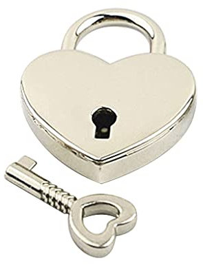 Liebes-Vorhängeschloss, Vintage-Schloss in Herzform, mit Schlüssel, Metall, Wunschschloss für Tasche, Koffer, Gepäck, Buch, Schmuck