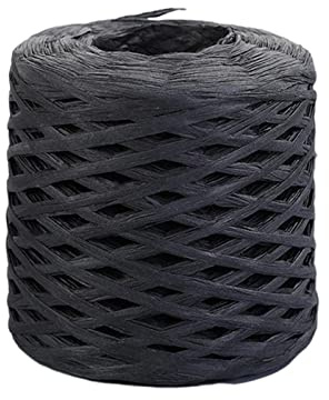 Bast-Papierband, Verzierungen für Geschenkverpackungen, Weben, Hochzeit, Schwarz, 200 m