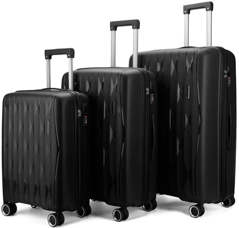 Infinity 3 Piece Luggage Sets Hard Shell Lightweight Polypropylene Travel Cabin Case Holiday Suitcase Bags (3 Pcs Set Including Cabin,M,L)
