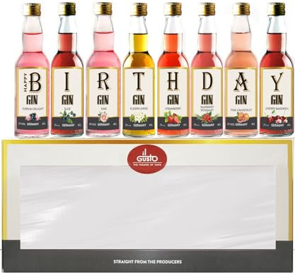 IL GUSTO Limited Edition Birthday Gin Gift Set - 8x40ml (Presentation Box) | Eight fruity premium gins • Premium birthdays presentation • Memorable occasion keepsake • Gift for gin and cocktail lovers