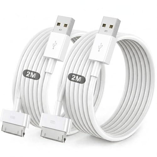 glowgare USB-Datenkabel für iPhone 4, iPad 1/2/3, iPod Touch/Classic/Nano, 2 m, Weiß, 2 Stück
